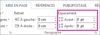 Espacement de paragraphe