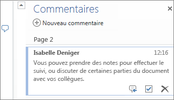 Thread de commentaires dans Word Online