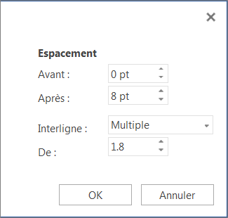 Boîte de dialogue Paragraphe