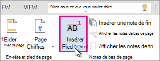 Insérer un pied de page dans Word Online