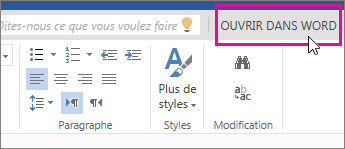 Ouvrir dans Word à partir du mode Édition dans Word Online