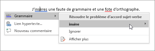 Office 365 Exemple de grammaire orthographique &