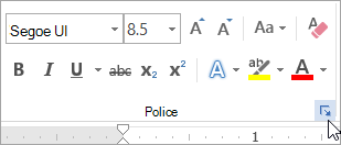 Cliquez sur le lanceur de boîte de dialogue Police