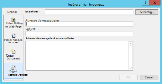 Suppression d’un lien hypertexte vers une adresse de courrier