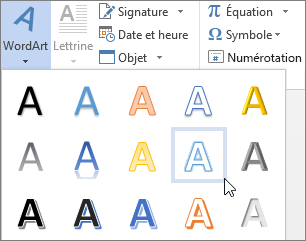 Choix d’une option d’objet WordArt