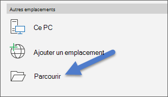 Option Parcourir dans le menu Fichier, Ouvrir.