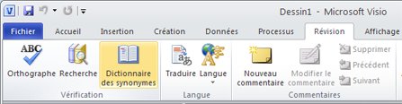 Visio Ribbon Review tab Thesaurus