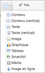 Option Insérer un espace réservé dans PowerPoint pour Mac