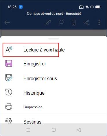 Appuyez sur Lire à voix haute
