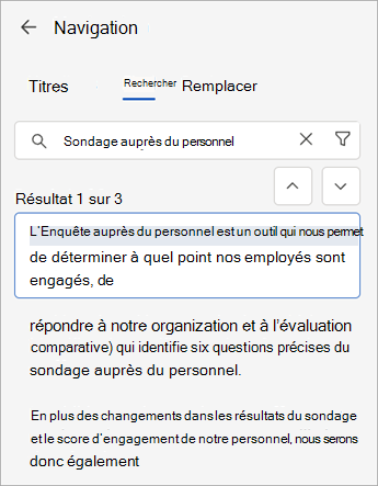 Vous pouvez utiliser la commande Rechercher et le volet de navigation pour rechercher le document web dans votre Word.