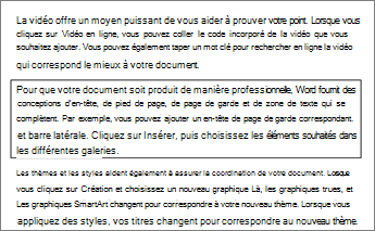 Exemple de trois paragraphes, le deuxième paragraphe étant entouré d’une ligne fine.
