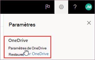 Sélectionner les paramètres OneDrive