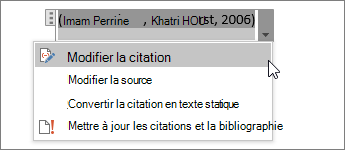 Sélectionnez Options de citation, puis Modifier la citation