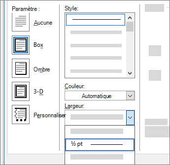 Paramètres de bordure de page