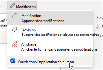 Ouvrir dans l’application de bureau