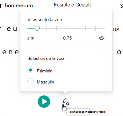 Paramètres vocaux du Lecteur immersif