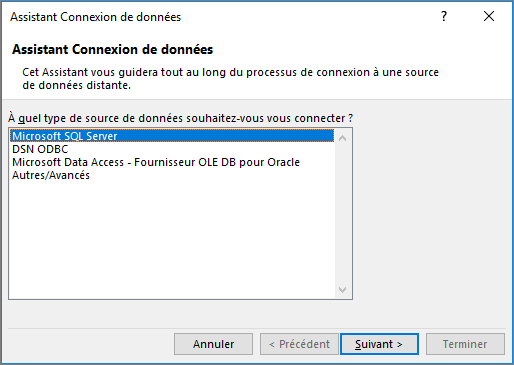 Assistant Connexion de données