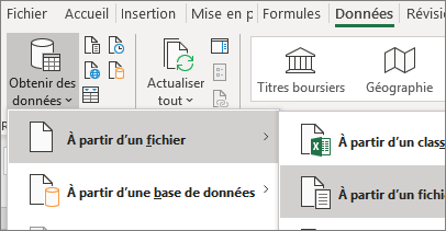 L’option Fichier texte est mise en surbrillance sous l’onglet Données.