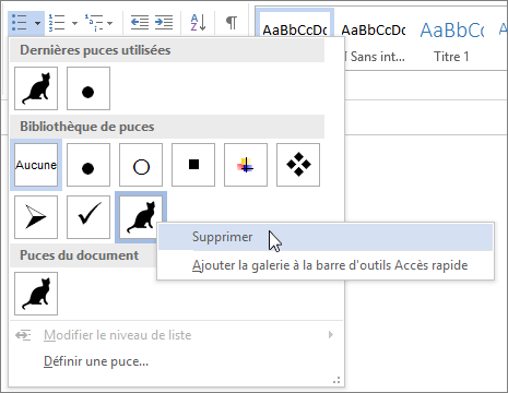 Suppression d’un style de puce de la bibliothèque de puces
