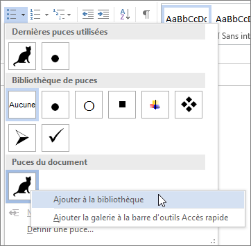 Ajout d’un nouveau style de puce à la bibliothèque de puces