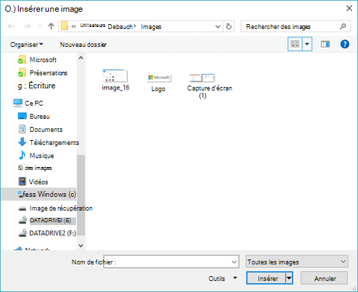 Sélectionnez l’image que vous souhaitez insérer dans Word.
