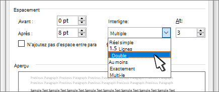 Options d’interligne