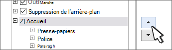 Sélectionner un onglet et utiliser les boutons haut/bas