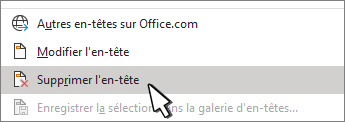 Bouton Supprimer l'en-tête