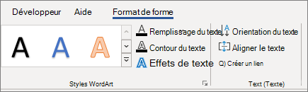 Options de texte WordArt