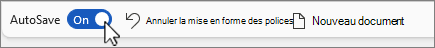 Capture d’écran du bouton Enregistrement automatique dans la barre d’outils Accès rapide.