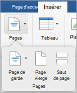 Options du menu Pages
