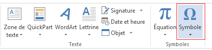 Dans l’onglet Insertion, cliquez sur Symbole.