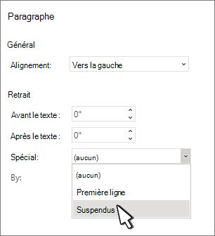 Sélection d’un retrait négatif