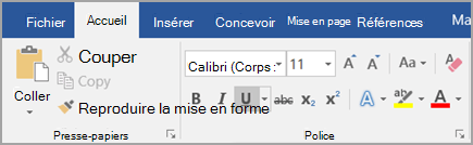 Cliquez sur Souligné.