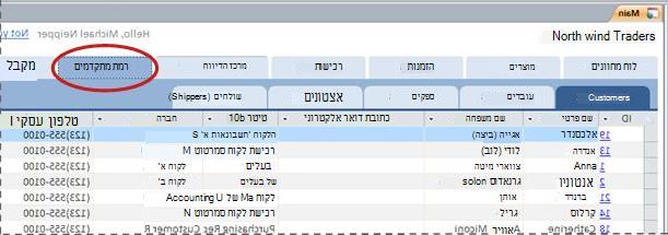 תבנית 'סחורה' בכרטיסיה 'מתקדם'