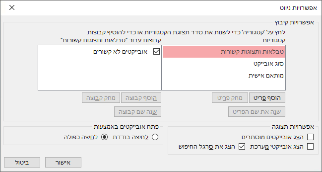 הקטגוריה המותאמת אישית המוגדרת כברירת מחדל
