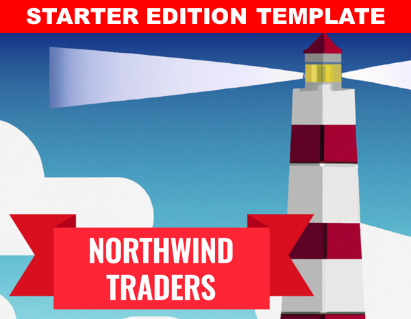 תמונה של סמל מסד הנתונים של Northwind Traders Starter Edition המציג מגדלור