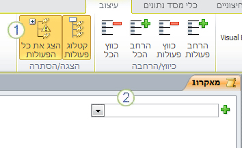 כרטיסיית עיצוב מאקרו של Access 2010.