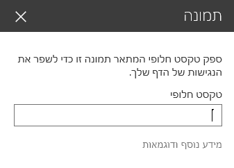 צילום מסך של תיבת הדו-שיח 'טקסט חלופי של תמונה' ב- SharePoint.