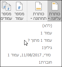 אפשרויות כותרת עליונה & תחתונה מוכללות