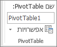 אפשרויות PivotTable ברצועת הכלים