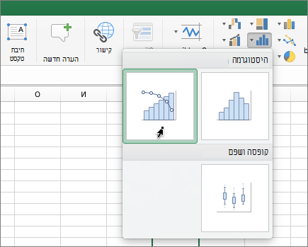 תרשים Pareto ברצועת הכלים