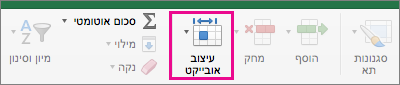 בכרטיסיה 'בית', האפשרות עיצוב' מסומנת