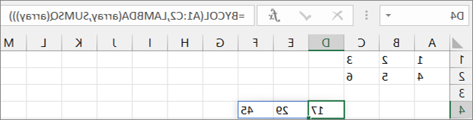 דוגמה לפונקציה BYCOL שנייה