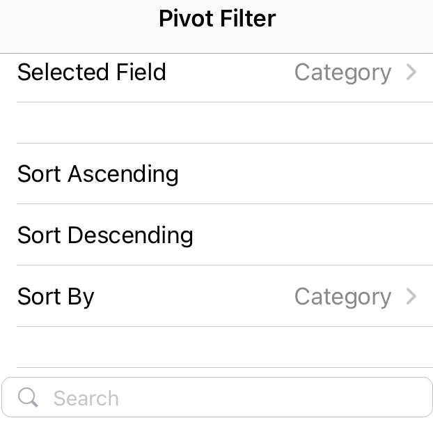 מסנן מיון PivotTable ב- iPad