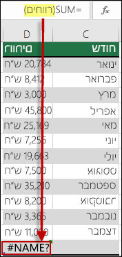 #NAME? שגיאה