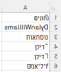 הפונקציה REGEXEXTRACT משמשת לחילוץ נתוני שמות באמצעות התבנית [A-Z][a-z]+