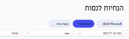 כותרת גלריית ההנחיות של Copilot כאשר הכרטיסיה 'ההנחיות שלך' נבחרה.