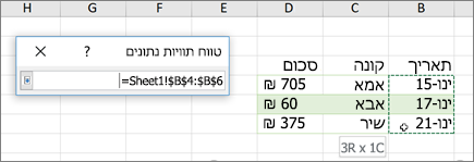 תיבת הדו-שיח 'טווח תוויות נתונים'