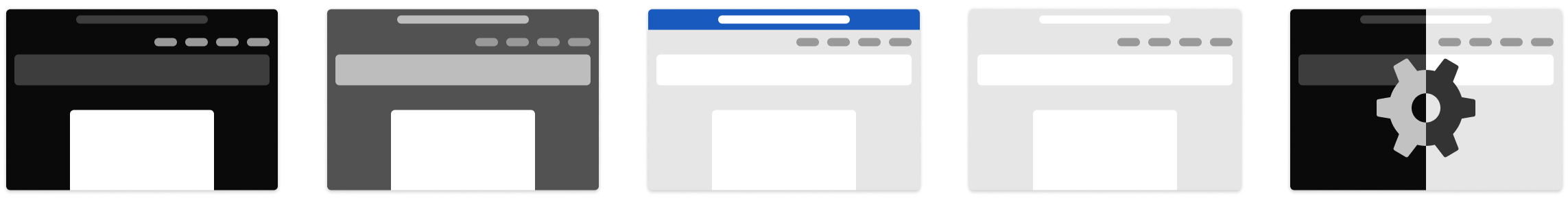 תצוגה מקדימה של ערכות הנושא הזמינות של Office ב- Windows.
